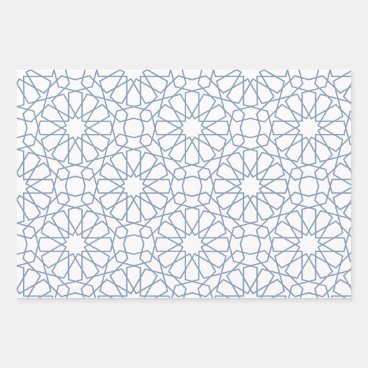 Dusty Blue Arabesque Pattern Gift Wrapping Paper (Voorkant)
