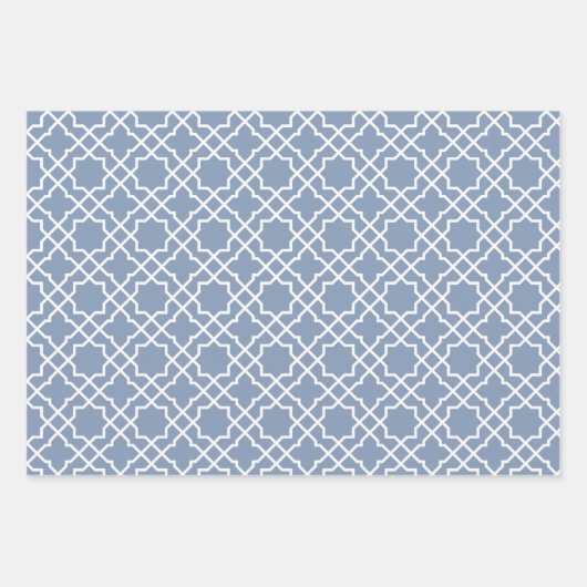 Dusty Blue Arabesque Pattern Gift Wrapping Paper (Voorkant 2)