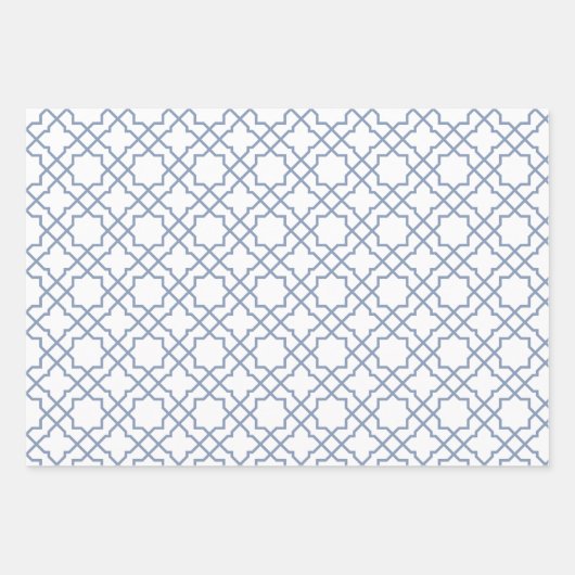 Dusty Blue Arabesque Pattern Gift Wrapping Paper (Voorkant)