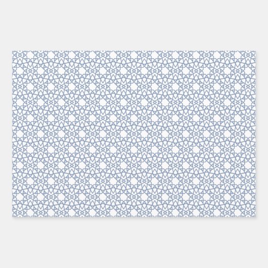 Dusty Blue Arabesque Pattern-ontwerp Inpakpapier Vel (Voorkant)