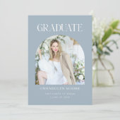 Dusty Blue Arch Foto Afstuderen Aankondiging Kaart (Staand voorkant)
