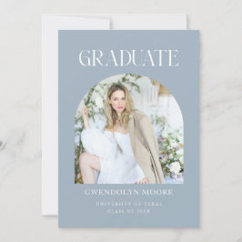 Dusty Blue Arch Foto Afstuderen Aankondiging Kaart
