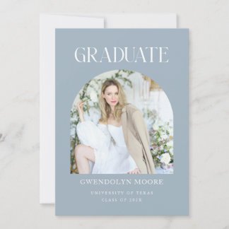 Dusty Blue Arch Foto Afstuderen Aankondiging Kaart