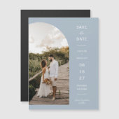 Dusty Blue Arch Photo Save the Date Magnetic Kaart (Voorkant / Achterkant)