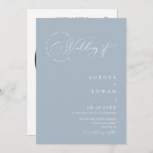 Dusty Blue Arch QR Code Trouwfoto Kaart (Voorkant / Achterkant)