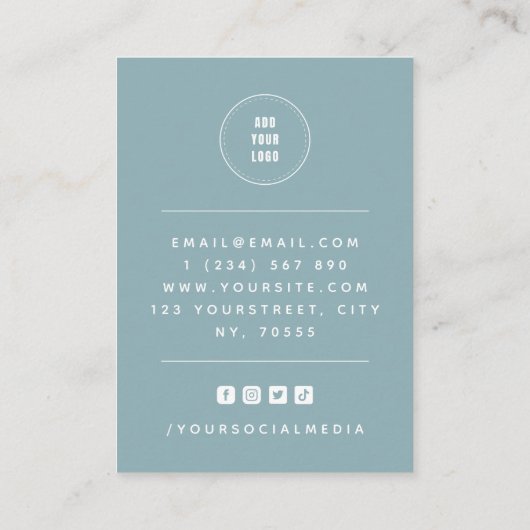 Dusty Blue Arch voegt Logo juwelenoorsparing toe Visitekaartje (Achterkant)
