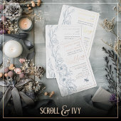 Dusty Blue Art Deco Wildflower Huwelijksuitnodigin Folie Uitnodiging