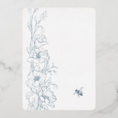 Dusty Blue Art Deco Wildflower Huwelijksuitnodigin Folie Uitnodiging (Achterkant)