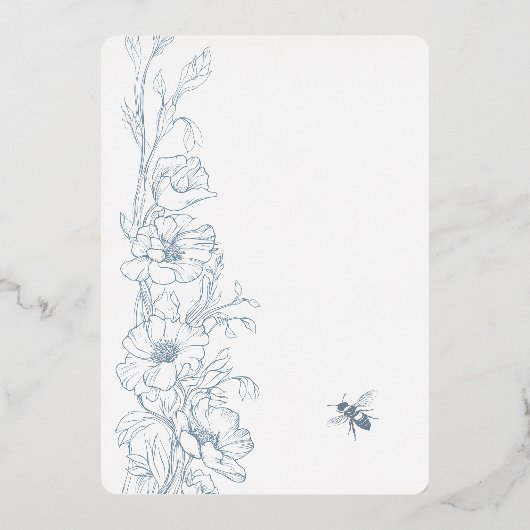 Dusty Blue Art Deco Wildflower Huwelijksuitnodigin Folie Uitnodiging (Achterkant)