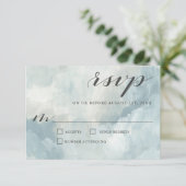 Dusty Blue Artistic Modern Abstract Bruiloft RSVP Kaartje (Staand voorkant)