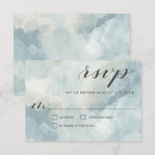 Dusty Blue Artistic Modern Abstract Bruiloft RSVP Kaartje (Voorkant / Achterkant)