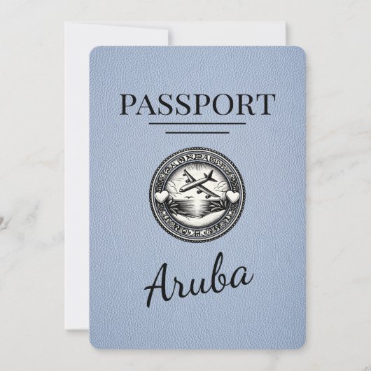 Dusty Blue Aruba Passport Bewaar de datum Save The Date (Voorkant)