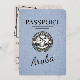 Dusty Blue Aruba Passport Bewaar de datum Save The Date