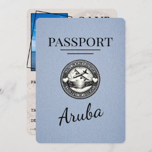 Dusty Blue Aruba Passport Bewaar de datum Save The Date