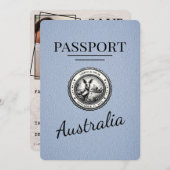 Dusty Blue Australia Passport Bewaar de datum Save The Date (Voorkant / Achterkant)