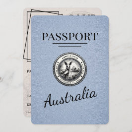 Dusty Blue Australia Passport Bewaar de datum Save The Date