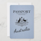 Dusty Blue Australia Passport Wedding Invitation Kaart (Achterkant)