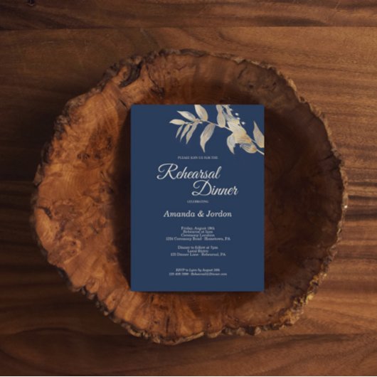 Dusty Blue Autumn Boho Rehearsal Dinner Invitation Kaart