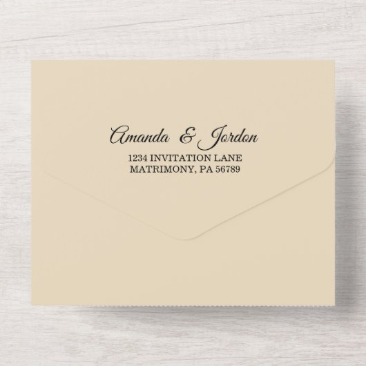 Dusty Blue Autumn Boho Wedding All In One Uitnodiging (Achterkant)