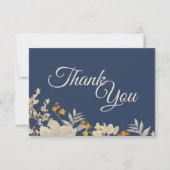 Dusty Blue Autumn Boho Wedding Bedankt Flat Kaart (Voorkant)