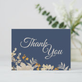 Dusty Blue Autumn Boho Wedding Bedankt Flat Kaart (Staand voorkant)