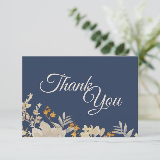 Dusty Blue Autumn Boho Wedding Bedankt Flat Kaart (Staand voorkant)