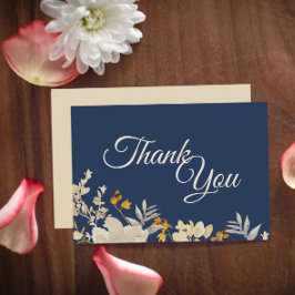 Dusty Blue Autumn Boho Wedding Bedankt Flat Kaart