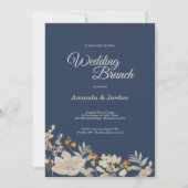 Dusty Blue Autumn Boho Wedding Brunch Uitnodiging (Voorkant)