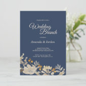 Dusty Blue Autumn Boho Wedding Brunch Uitnodiging (Staand voorkant)