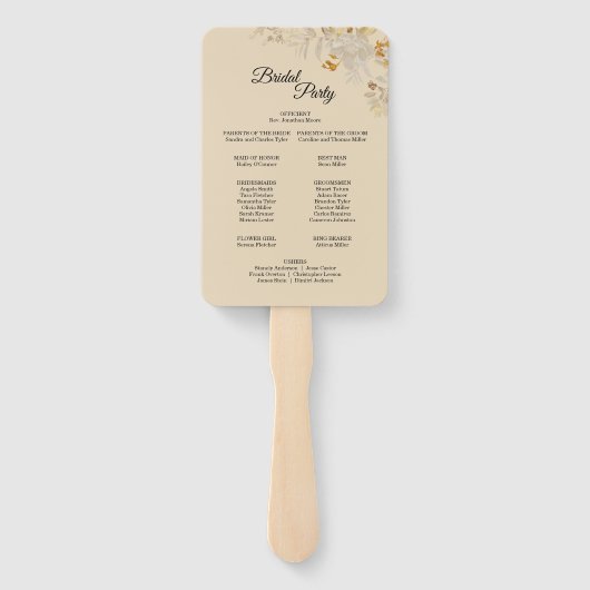 Dusty Blue Autumn Boho Wedding Program Hand Fan Handwaaier (Achterkant)