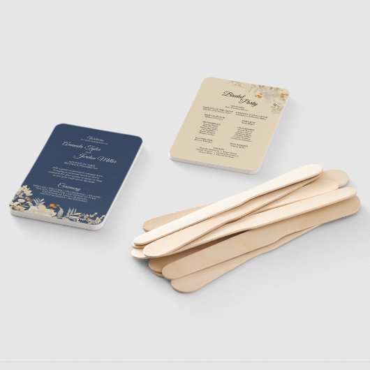 Dusty Blue Autumn Boho Wedding Program Hand Fan Handwaaier (Niet-gemonteerd)