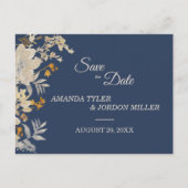 Dusty Blue Autumn Boho Wedding Save the Date Aankondigingskaart (Voorkant)