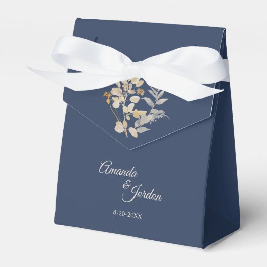 Dusty Blue Autumn Boho Wedding Tent Favor Box Bedankdoosjes (Voorkant Zijde)