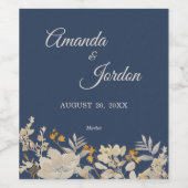 Dusty Blue Autumn Boho Wedding Wine Label Wijn Etiket (Enkel label)