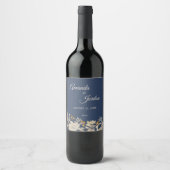 Dusty Blue Autumn Boho Wedding Wine Label Wijn Etiket (Voorkant)