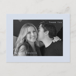 Dusty Blue B/W Photo Wedding Hartelijk dank Briefk Briefkaart