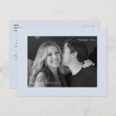Dusty Blue B/W Photo Wedding Hartelijk dank Briefk Briefkaart (Voorkant / Achterkant)