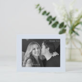 Dusty Blue B/W Photo Wedding Hartelijk dank Briefk Briefkaart (Staand voorkant)