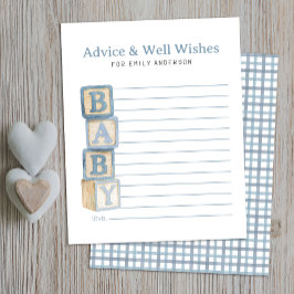 Dusty Blue Baby Blocks Advice & Well Wishes Card
