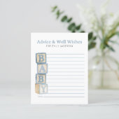 Dusty Blue Baby Blocks Advice & Well Wishes Card (Staand voorkant)
