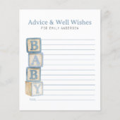 Dusty Blue Baby Blocks Advice & Well Wishes Card (Voorkant)