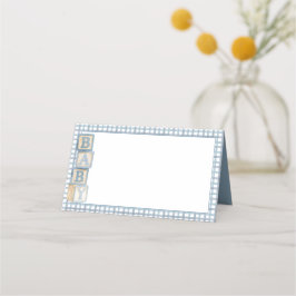Dusty Blue Baby Blocks Blank Food Labels &  Plaatskaartje