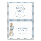 Dusty Blue Baby Blocks Editable Tent Cards  Kaart (Voorkant)