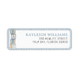 Dusty Blue Baby Blocks Return Address Label