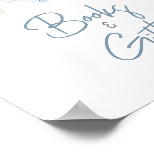 Dusty Blue Baby Bloom Baby shower Boeken en gesche Poster (Hoek)