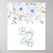 Dusty Blue Baby Bloom Baby shower Boeken en gesche Poster (Voorkant)