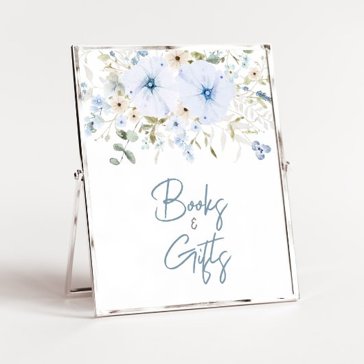 Dusty Blue Baby Bloom Baby shower Boeken en gesche Poster