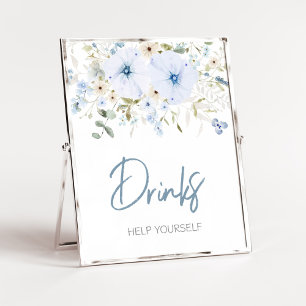 Dusty Blue Baby Bloom Baby shower Drinken Poster