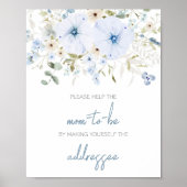 Dusty Blue Baby Bloom Baby shower Envelope Station Poster (Voorkant)