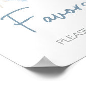 Dusty Blue Baby Bloom Baby shower Favorieten Poster (Hoek)